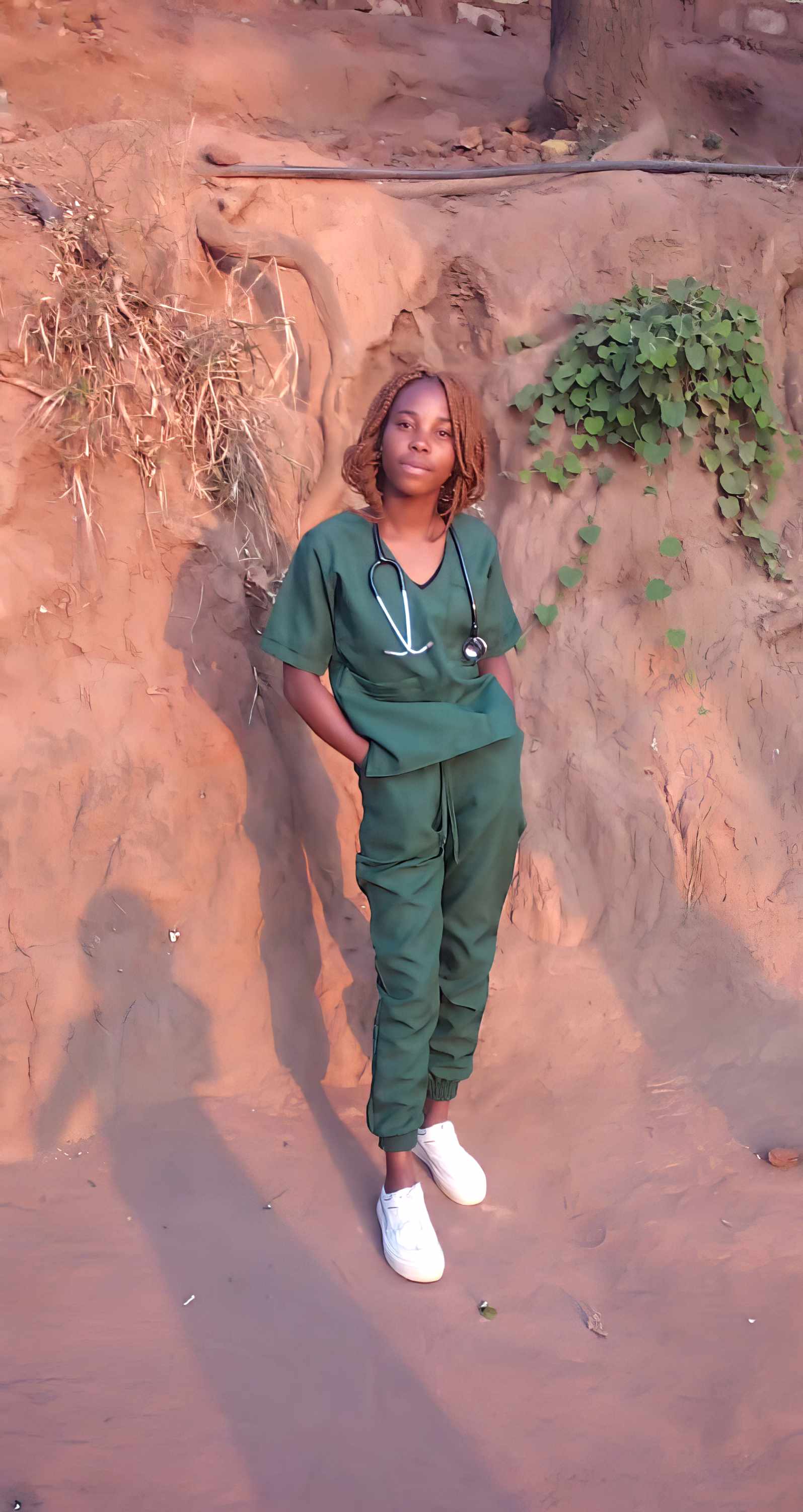 Nursing student, Maria, during her internship in Mozambique.
