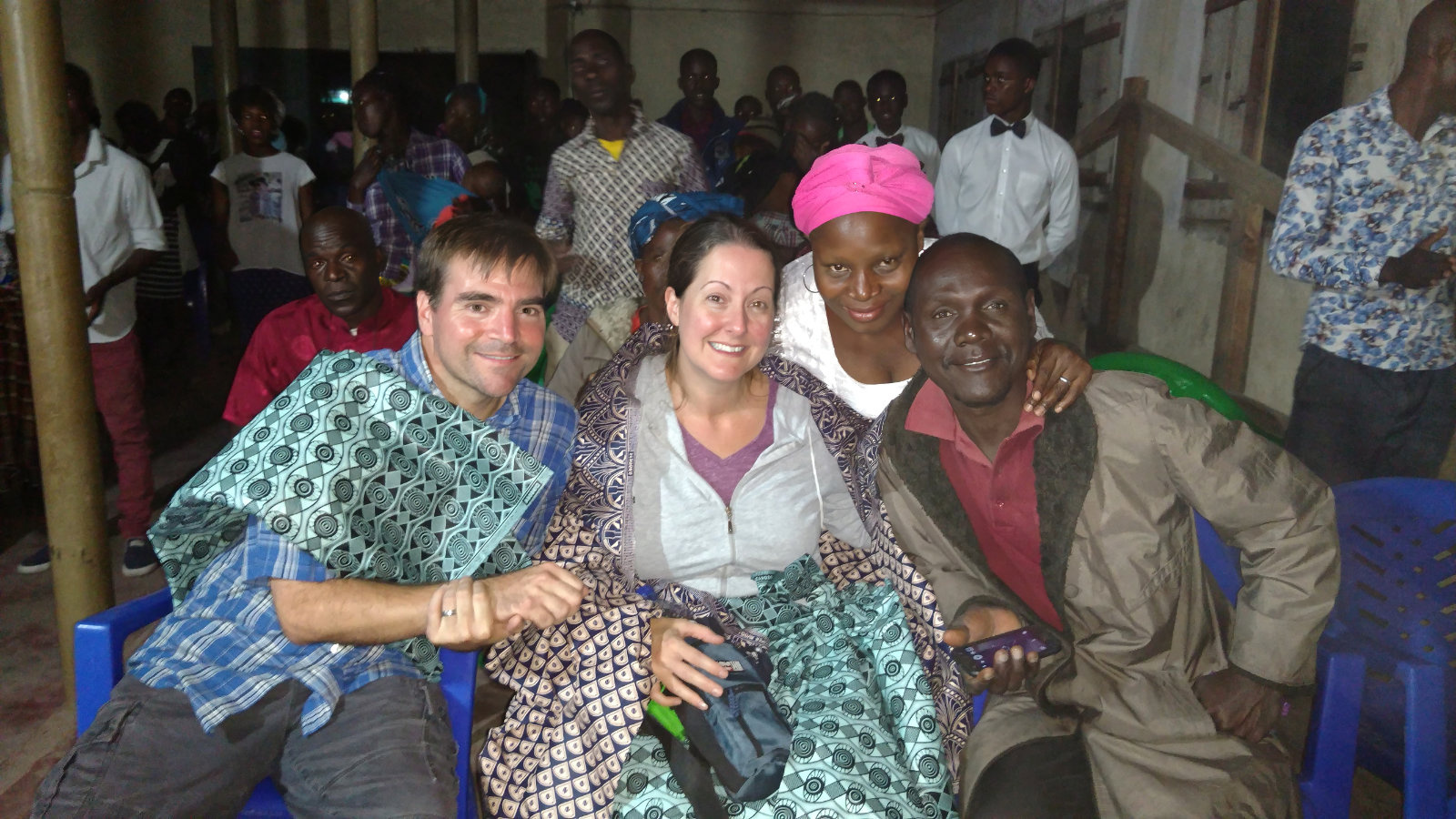 Jason and Susan Collmorgen with Abel and his wife Amina in one of the churches Abel founded, Mozambique, 2019